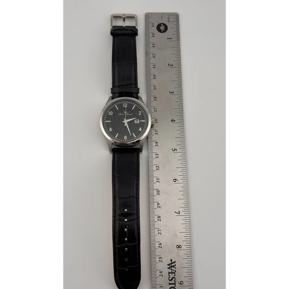 Lucien‎ Piccard Weisshorn Mens Watch Black Dial Date Sapphire Leather Strap